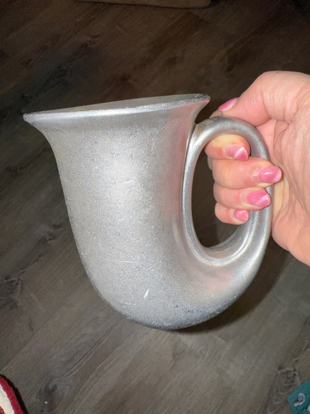 Vintage Renaissance Festival Pewter-Gray Horn Shaped Tankard Mug